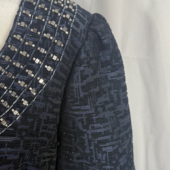 Adrianna Papell Black Textured Dress with Beaded Neckline Size 16W - Picture 6 of 10